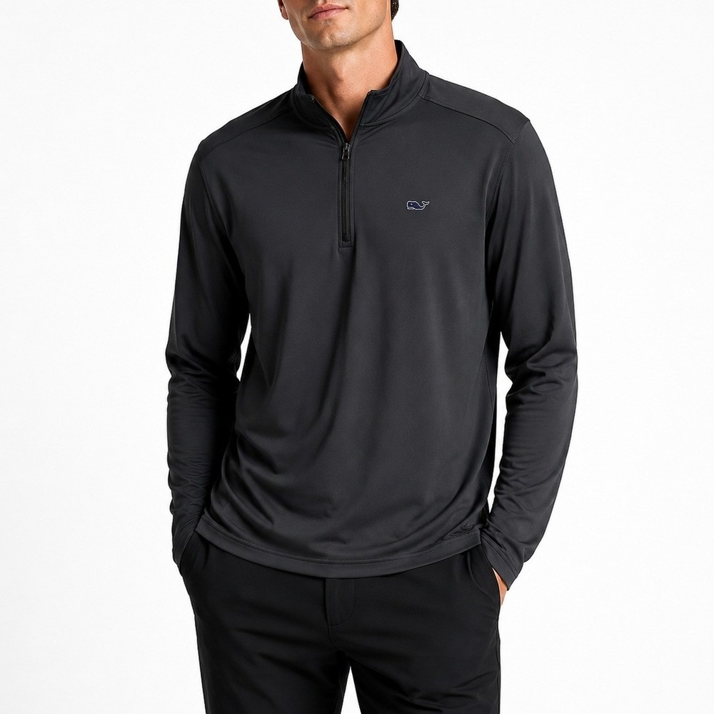 Greg Norman Mens XXL Black Quarter Zip Golfcore Pullover Performance Shark Logo